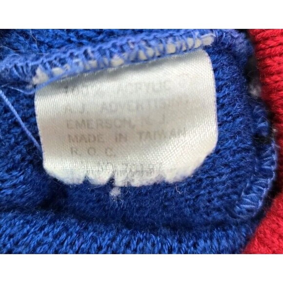 Vintage Cubs Pepsi Knitted Red Blue Winter Ski Cap‎ Hat Advertising Pompom - Picture 6 of 6